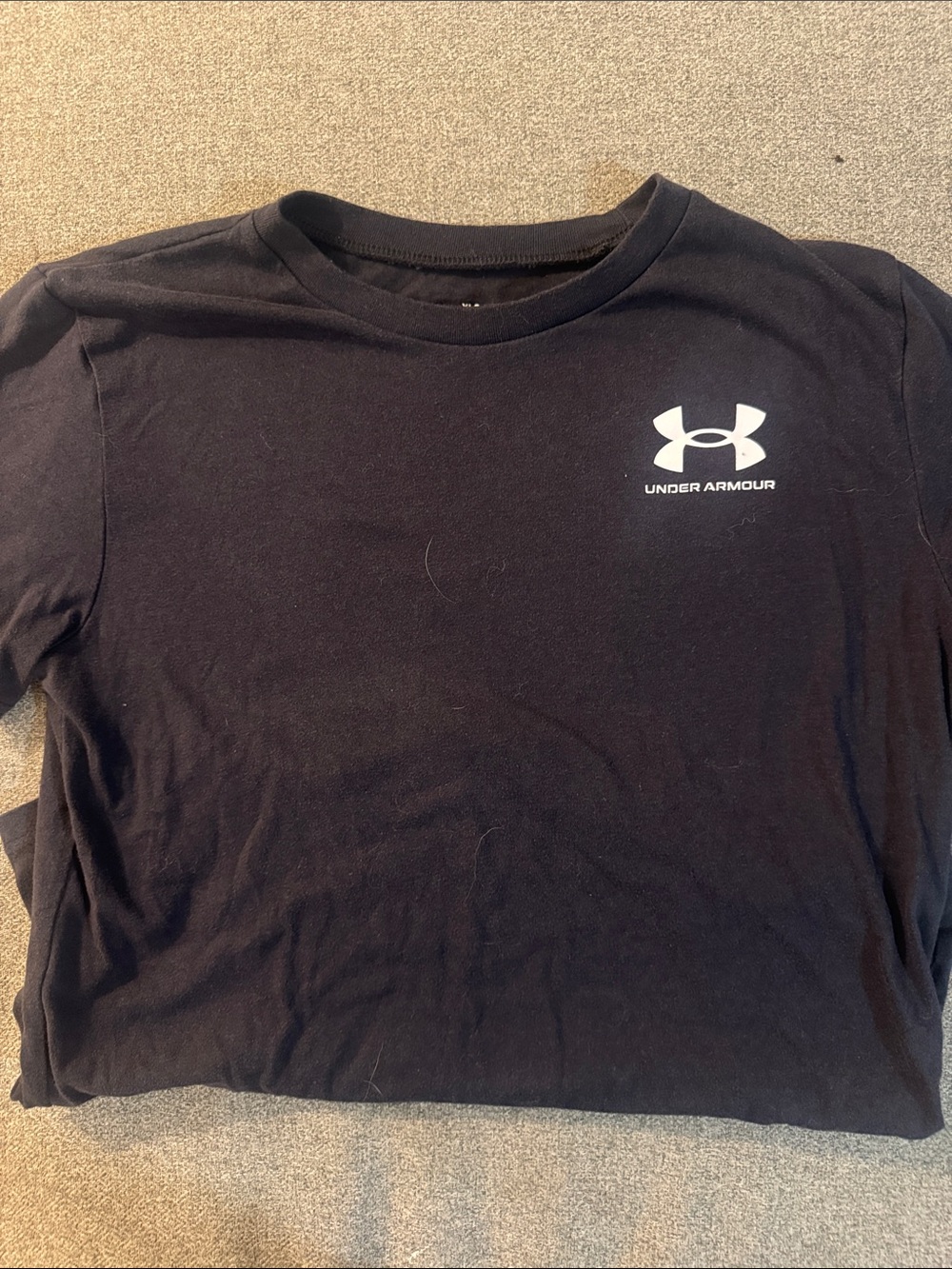 5/$15- Under Armour Black Short-Sleeve Logo Tee